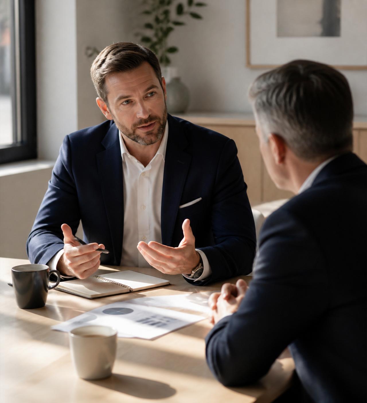 An Account Manager and business executive in a strategic conversation